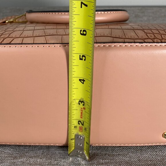 London Fog Caroline Croco Satchel Bag w/ Shoulder Strap Nude Color - Picture 12 of 12